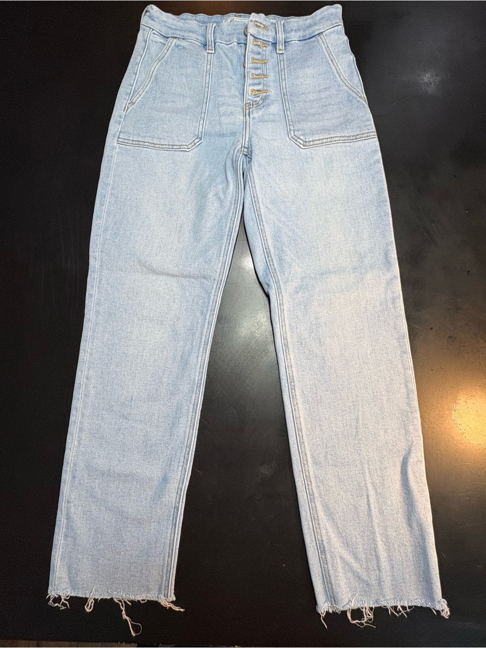 KanCan Light Blue High-Rise Straight Jeans with Button Fly
